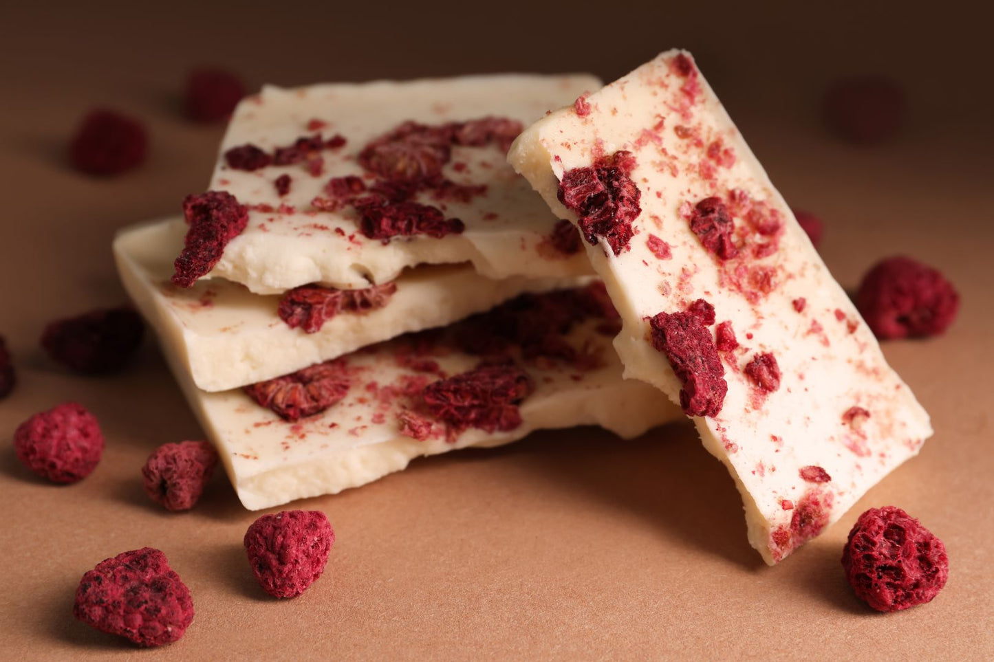 Freeze dried raspberries chocolate snap