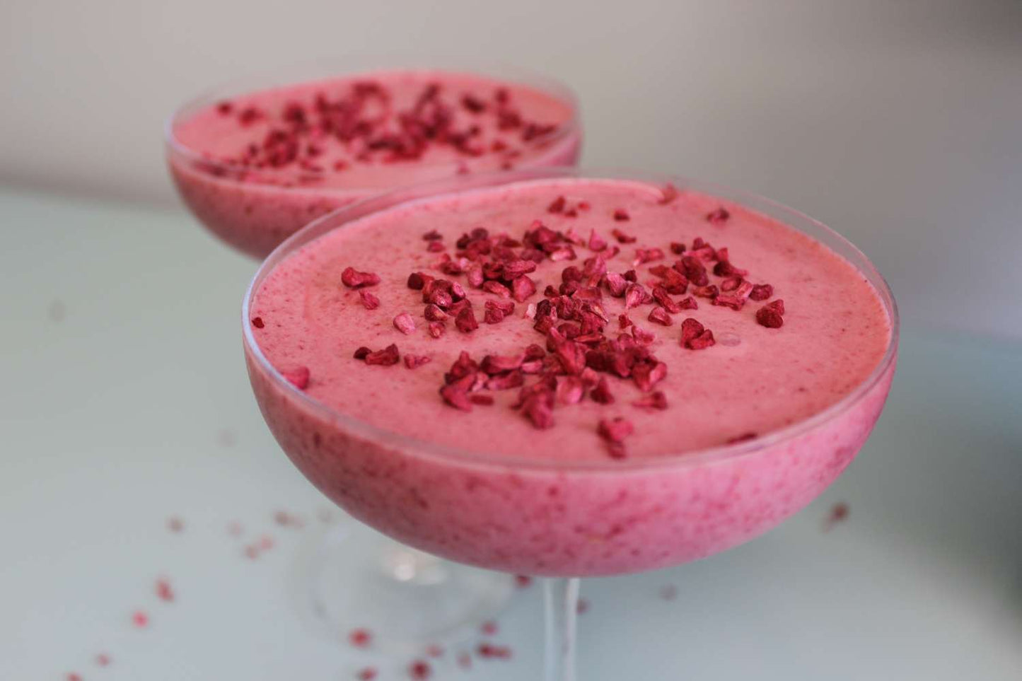 Freeze dried raspberry cocktails