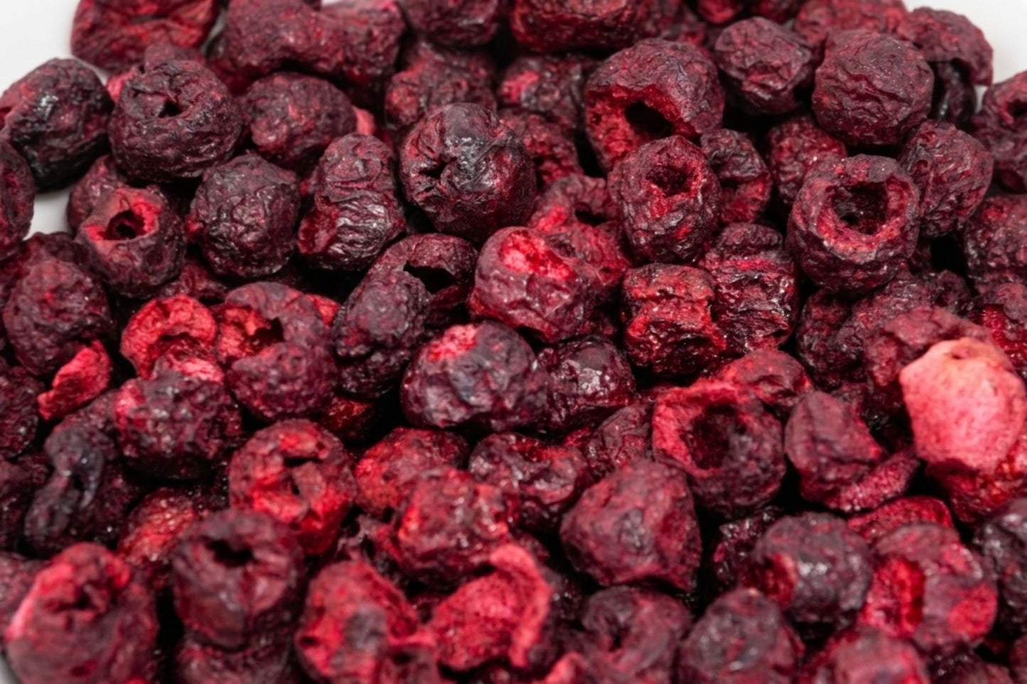 Close-up freeze dried sour cherries 
